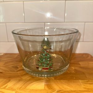 Clear Heavy Glass Christmas Tree Serving Bowl